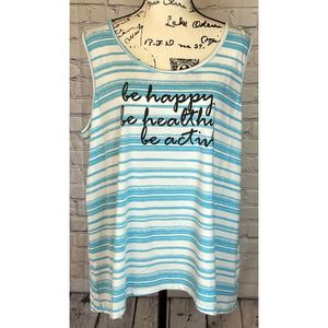 Anne Klein Sport Women’s Striped Split Back Tank Top (Size 3X)